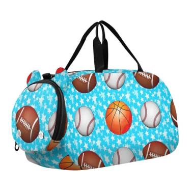 Imagem de Bolsas de viagem vibrantes Tie Dye Swirls vermelhas para meninas, bolsa de viagem de fim de semana para crianças, bolsa esportiva para meninos, Bolas de basquete de beisebol esportivas, Clássico