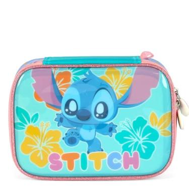 Imagem de Luxcel Estojo Escolar Box 100 Pens Stitch Aloha, Turquesa, Poliéster, 22x15x7 cm, Infantil Unissex