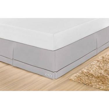 Imagem de Saia Box Casal 200 Fios Ponto Palito - Rafaloro, Cinza