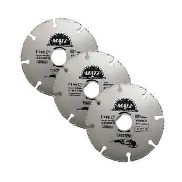 Imagem de Kit 3 Disco Segmentado Tungstênio Esmerilhadeira 110X22,23Mm