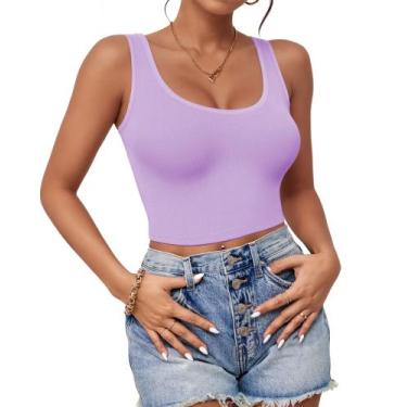 Imagem de Crop Top AURUZA sin mangas con escote en U y espalda racer en lavanda,