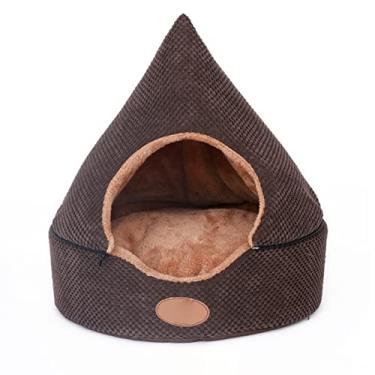 Imagem de Camas para animais de estimação, cama para cães, barraca de gato, casa de cachorro para todas as estações, cama macia resistente à sujeira com almofada lavável de dupla face (tamanho: médio) (cor
