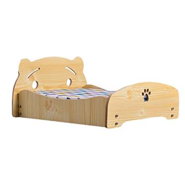 Imagem de ifgswopq Cama para animais de estimação, estrutura de cama de cachorro de madeira elevada, sólida estável, borda lisa, para cães e gatos pequenos, médios e grandes (tamanho: 68 x 55 x 23 cm, cor: rosa