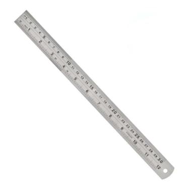 Imagem de Régua Aço Inox 30cm 12 Pol Lanmax NYBC para Patchwork Artesanato Costura Desenho Escola Scrapbook Projetos Profissionais Cor Prateado