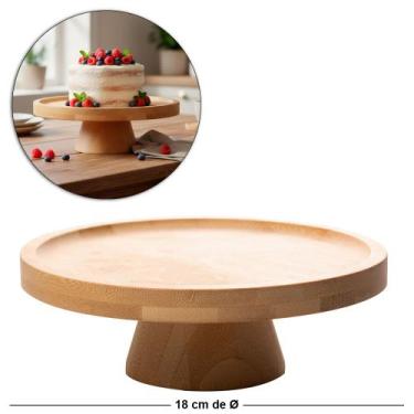 Imagem de Prato De Bambu Para Bolo / Doces Com Pé 6x18cm De Ø - LYOR