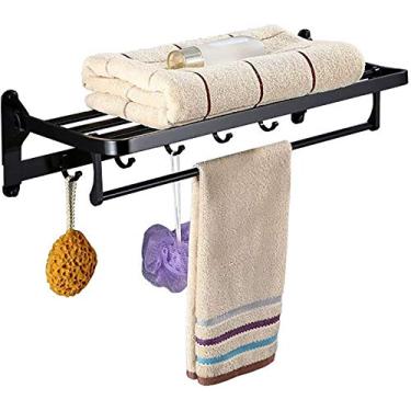 Imagem de Toalheiro de banho de alumínio Black Space, varão de pendurar na parede, toalheiro de banheiro, multifuncional, nórdico, criativo, toalheiro