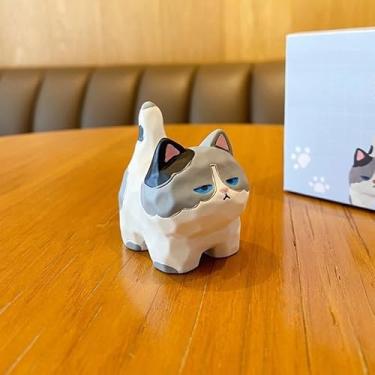 Imagem de Estatuetas de resina de gato em pé estilo madeira - enfeites de mesa criativos fofos, detalhes de decoração de casa para amantes de gatos (estilo 4)
