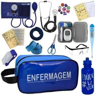 Imagem de Kit Enfermagem Aparelho Pressao Esteto Medidor Glicose Multi Premium, 