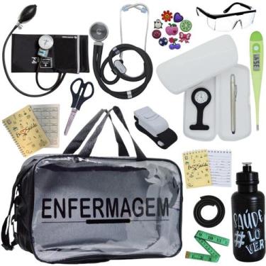 Imagem de Kit Enfermagem Top Cores Premium Completo Estagio Estetoscopio Aparelh