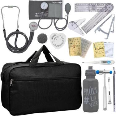 Imagem de Kit Bolsa Fisioterapia Acadêmico Martelo Buck Goniômetro Fita Imc - In