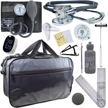 Imagem de Kit Bolsa Fisioterapia Acadêmico Martelo Buck Goniômetro Completo, Gra