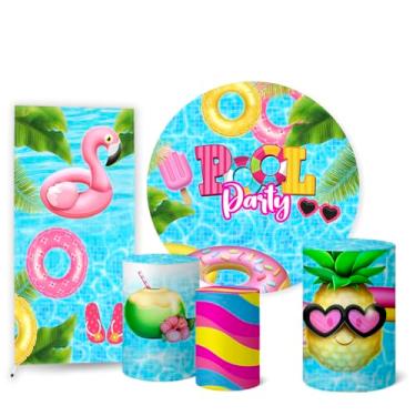 Imagem de Trio Capas Cilindro + Painel Sublimado + Painel Lateral Pool Party (K2PPY0006)
