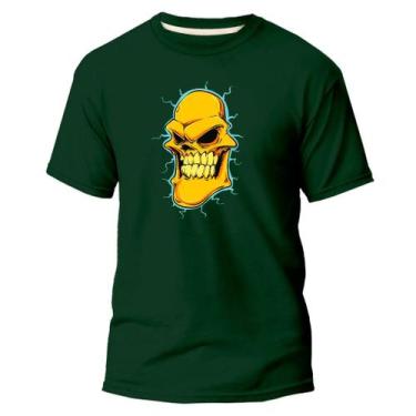 Imagem de Camiseta Algodão Premium Estampa Digital Caveira Amarelo DTF - Pavesi,
