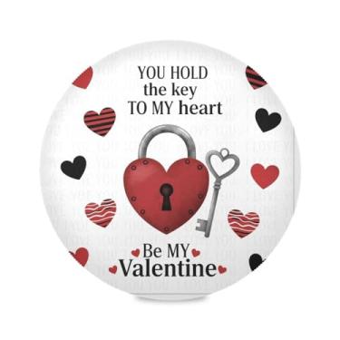 Imagem de Wassud Tapetes de mesa redondos com cadeado de coração para cozinha e jantar, tapetes laváveis e resistentes ao calor, decoração de mesa 39 cm