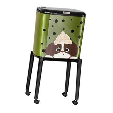 Imagem de Bothyi Lixeira com Rodas, Lixeira Estreita, Cesto de Lixo para Banheiro, Berçário, Cachorrinho Verde