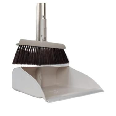Imagem de Pazinha de Lixo Dentada Dobrável com Cabo e Vassoura - Cor Cinza, Prática para Coleta de Resíduos, Ideal para Casa e Apartamento, Utensílio de Limpeza Eficiente