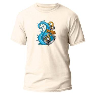 Imagem de Camiseta Algodão Premium Estampa Digital Âncora Azul e Água - Pavesi, 