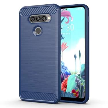 Imagem de Capa para LG Q70 Capa,Material de fibra de carbono,Macio antiderrapante,anti-óleo,Proteção total de capa de telefone compatível com LG Q70-Blue