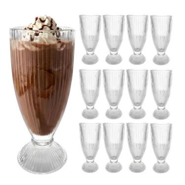 Imagem de Jogo 12 Taças De Vidro Sorvete Milk Shake Sobremesas 310ml - Haüskraft