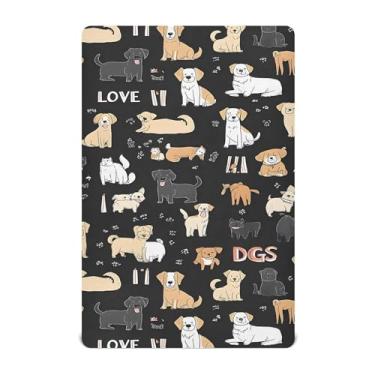 Imagem de SEHANY Lençol de berço de cachorro fofo para meninos e meninas, macio, respirável, elástico, lençol com elástico padrão para bebês de 27 x 99 cm