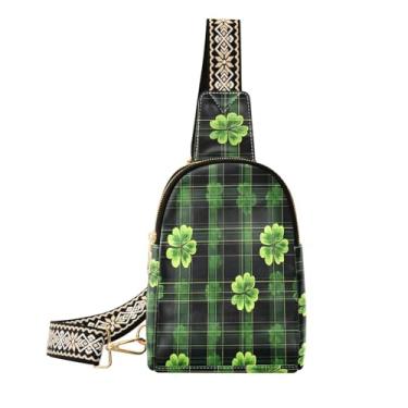 Imagem de CEBUGI Bolsa tiracolo feminina St.patricks Day Clover pequena bolsa tiracolo de couro para trilhas, viagens ao ar livre