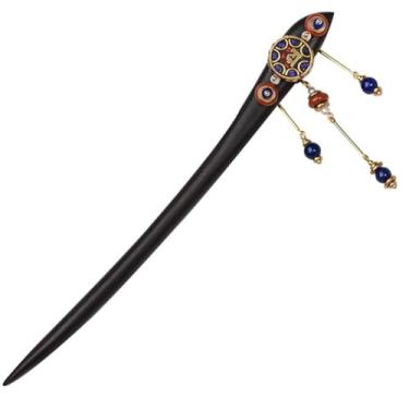 Imagem de Agulhas de Cabelo Chinesas com Pedra, Acessórios de Cabelo de Ebênia, Feitos à Mão,Grampos de Cabelo,Chapéus de Madeira para Mulheres,Joias de Cabelo (R)