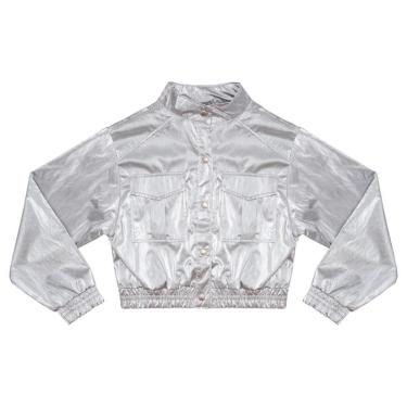 Imagem de Jaqueta Juvenil Look Jeans Metalizada - 6 - PRETO-Feminino