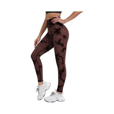 Imagem de Calças De Yoga Femininas De Cintura Alta Sem Costura Com Estampa Tie-d