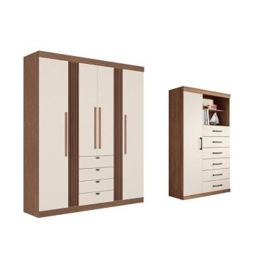 Imagem de Guarda Roupa +cômoda 2 Peças Qc300 Jatoba/areia - Santos Andirá