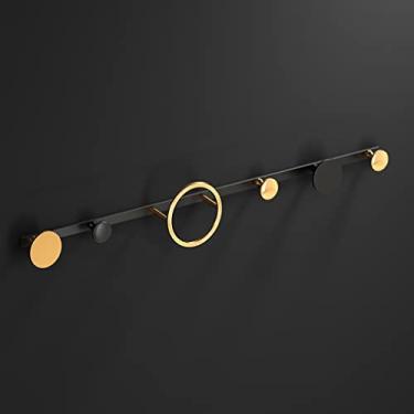 Imagem de HHHJQFAAT Toalheiro de alta qualidade dourado preto, prateleira dobrável para banheiro, barra de toalha, suporte de papel higiênico, ganchos de roupão, kit de acessórios de banheiro banheiro (cor