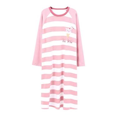 Imagem de Pijama feminino camisola longa manga longa camisola solto casual pijama maternidade com bolsos G 3 (2 grande)