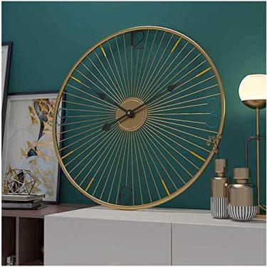 Imagem de U5GAAALPPQ9 Relógio de parede vintage grande metal silencioso para cozinha, sala de estar, quarto, dourado, 50 cm de diâmetro - sem tique-taque irritante