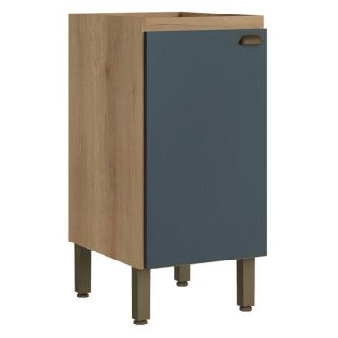 Imagem de Balcão 40 Cm Com 1 Porta Finesse Sem Tampo Capuccino Azul- Thb