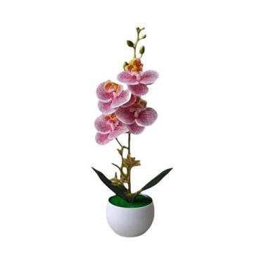 Imagem de Planta De Orquídea Artificial Realista Em Vaso De Plástico Para Decora