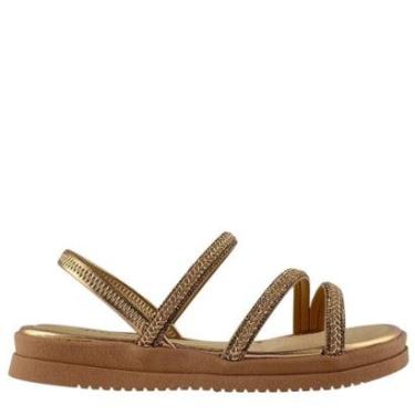 Imagem de Sandália Mississipi Feminina Rasteira Tiras Trançadas Brilho Casual Conforto-Feminino