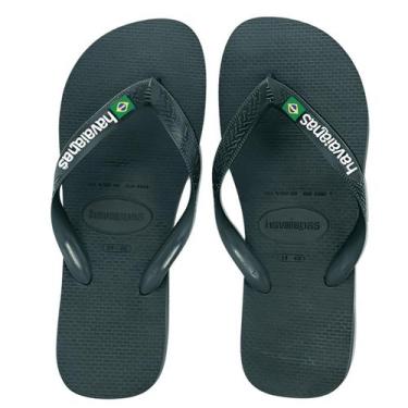 Imagem de Chinelo Masculino Havaianas Brasil Logo, Verde oliva, 43/44