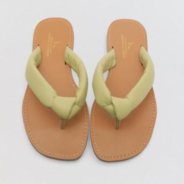 Imagem de Chinelo Feminino Sapato da Corte Havaí Couro Tira Fofa, Verde claro, 3