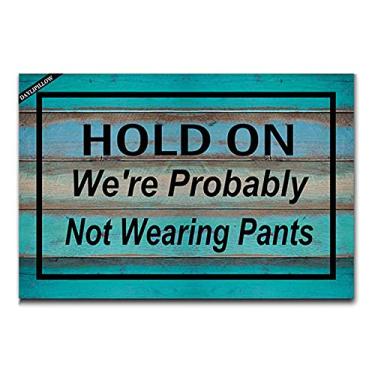 Imagem de Tapete xadrez DayliPillow cinza rústico marfim vermelho búfalo xadrez tapete de entrada para interior de casa de banho de porta dianteira/banheiro/cozinha e tapetes de estar, Hold on We're Probably Not Wearing Pants