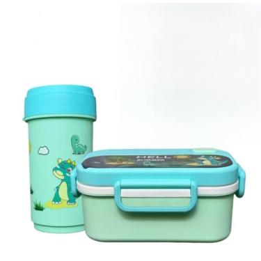 Imagem de Kit Lancheira Infantil com Marmita Hermética, Garrafinha 500ml e Talheres, Livre de BPA...