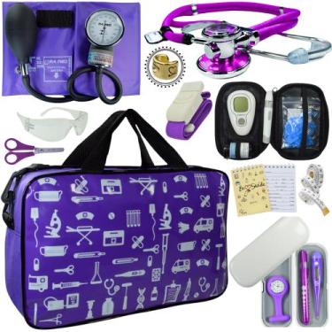 Imagem de Kit Enfermagem Cores Bolsa Top Premium + Medidor Glicose - Love Saude,