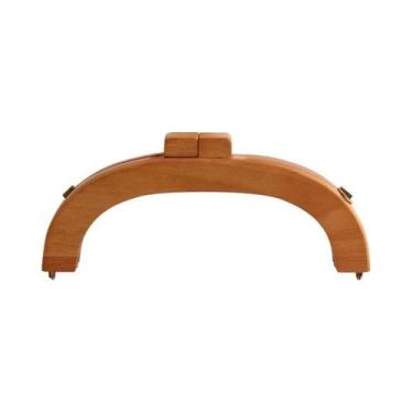 Imagem de Bolsa Transversal Artesanal Com Alça De Madeira Em Formato U, Acessóri