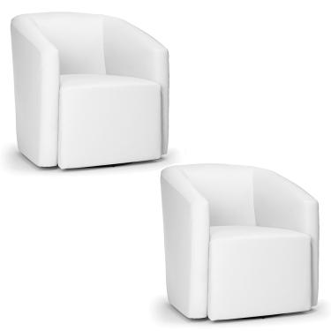 Imagem de Poltrona Decorativa Base Giratória Kit 2 Stella Max Sintético Branco D03 - D'Rossi