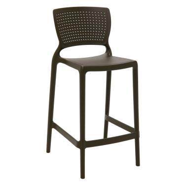 Imagem de Banqueta Safira Alta Marrom em Polipropileno e Fibra de Vidro Tramontina 92128109