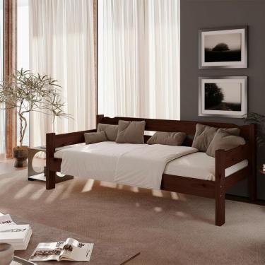 Imagem de Sofá Cama Solteiro Com Colchão 3 Lugares Madeira Maciça