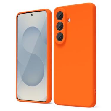 Imagem de oakxco Capa de silicone para Samsung Galaxy S26 Plus, capa protetora de gel de borracha macia e fina para mulheres, capa feminina estética fofa com capa para câmera, laranja neon