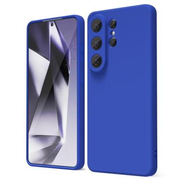 Imagem de oakxco Capa de silicone para Samsung Galaxy S26 Ultra, capa protetora de gel de borracha macia e fina para mulheres, capa feminina estética lisa fosca de cor sólida fofa com capa para câmera, azul