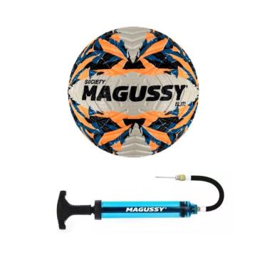 Imagem de Kit Magussy  Bola de Futebol Society + Bomba de Ar Dupla Ação!-Unissex