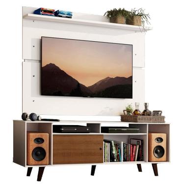 Imagem de Rack Madesa Cancun com Pés e Painel para Tv Até 65'' Branco