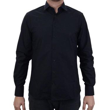 Imagem de Camisa Masculina Dudalina ML Slim Tricoline Preta - 530103-Masculino