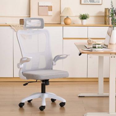 Imagem de Cadeira de Escritório com Encosto Presidente Office Baltimore Branco/Cinza